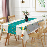 Lofaris Cyan And White Light Star Moon Rectangle Tablecloth